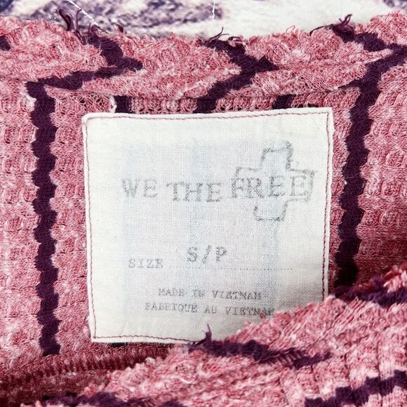 Free People Pink Striped Peplum Thermal Top Size Small - Picture 4 of 6